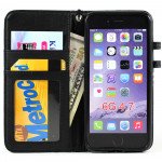 Wholesale iPhone 6 4.7 Quilted Flip PU Leather Wallet Case with Strap (Black)